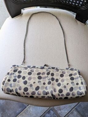 Polka Dot Chain-Handle Shoulder Bag/ Clutch in Beige and Black